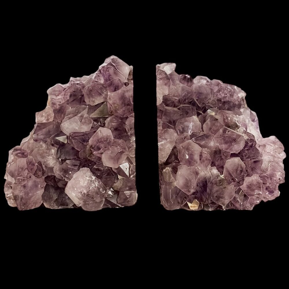 Amethyst Cluster Bookends Featuring Solid Large Gemstone Points, Purple Crystal